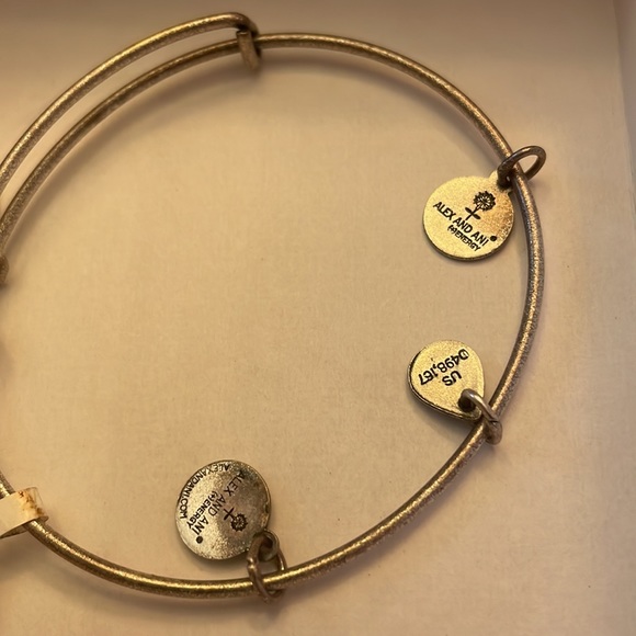 Nwt Alex and Ani charm bangle bracelet initial A monogram energy made USA silver - Picture 3 of 9